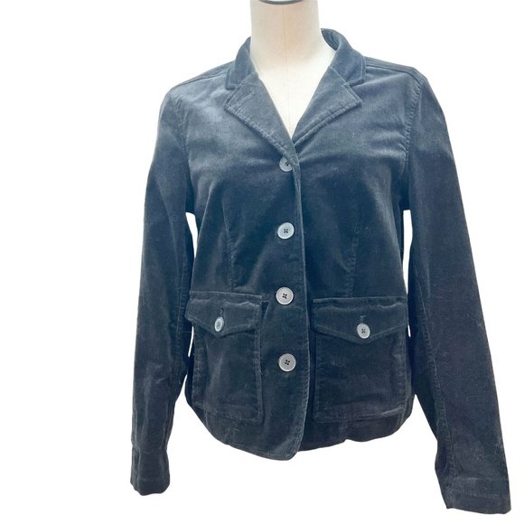 Relativity Womens Small Black Corduroy Button Up Jacket Pockets - Picture 1 of 8